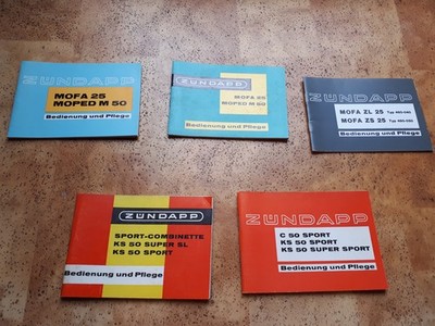 Lagerfund! 5 Stück orig ZÜNDAPP Bedienungsanleitung Combinette MofaKS50 Sport