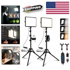 2-Pack LED Video Light Kit Dimmable Studio Lighting with Tripod and Phone Holder