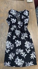 American Leisure Women Small Floral Sleeveless Midi Dress Black White