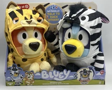 Bluey Siblings Interactive Plush 2-Pack Sound Effect Bluey & Bingo Zebra Cheetah