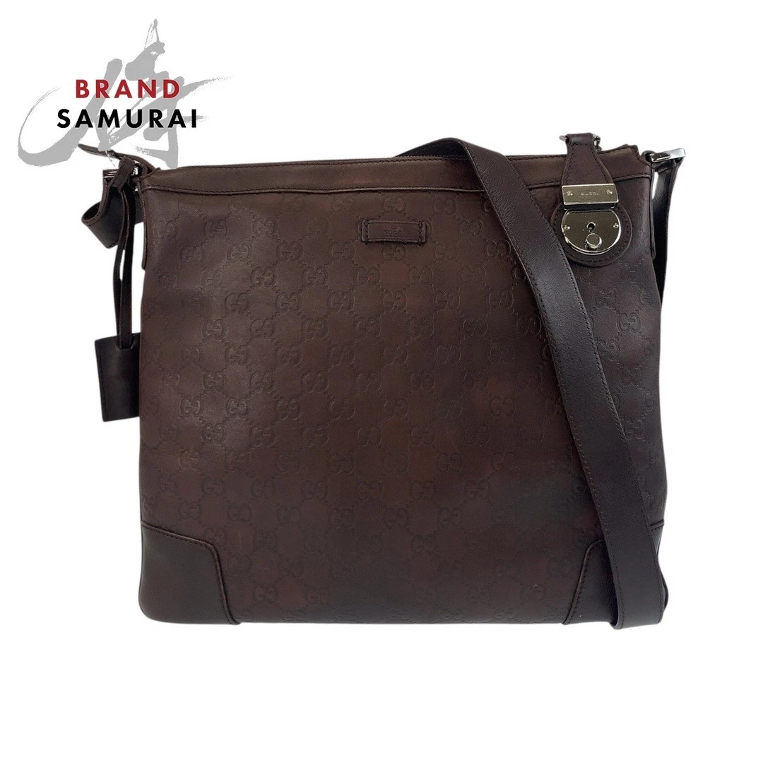 Sac bandoulière Gucci marron argenté ajusté cuir 148476 messager femme 500950