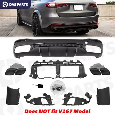 Rear Bumper Diffuser w/Exhaust Tips Fit For 2020-2024 Benz GLS X167 GLE63 Style