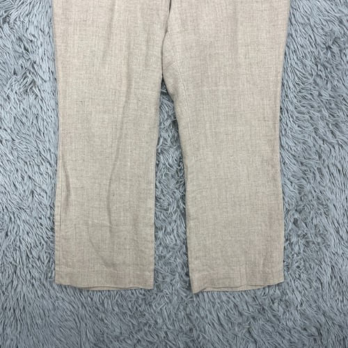 Michael Kors 100% Linen Pants Women's 12 Beige Cropped Beach Mid-Rise - Picture 3 of 12