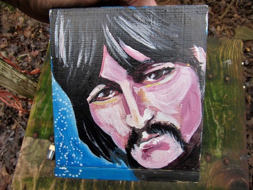 COVER SCATOLA IN TESSUTO ORIGINALE BEATLES dipinta a mano musica 5" FOLK ART Firmata OOAK - Foto 5 di 9