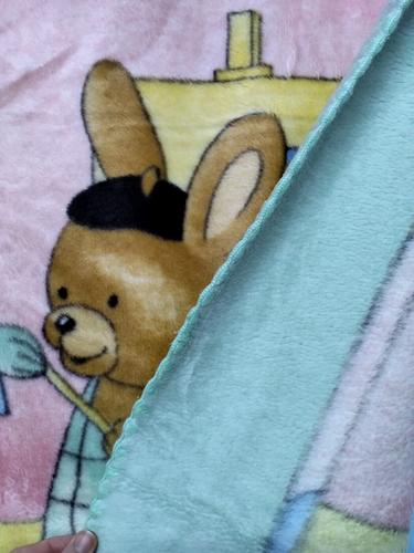 Vintage 1980er Jahre MORA gemütlich weich Plüschtier Baby Decke Hase Kaninchenbett Bett Kinderzimmer LRG - Bild 4 von 13
