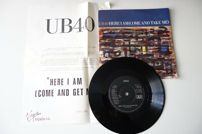 UB40: HERE I AM (COME AND TAKE ME). UK 7'' VINYL SINGLE WITH SPANISH PROMO SHEET