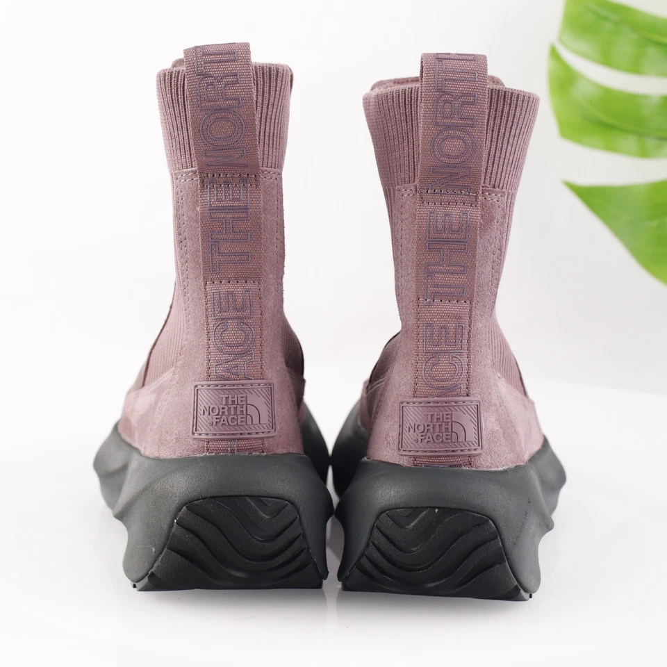 Bota de punto medio alto The North Face para mujer talla 7 botín de plataforma de cuero malva Foto 4 de 4