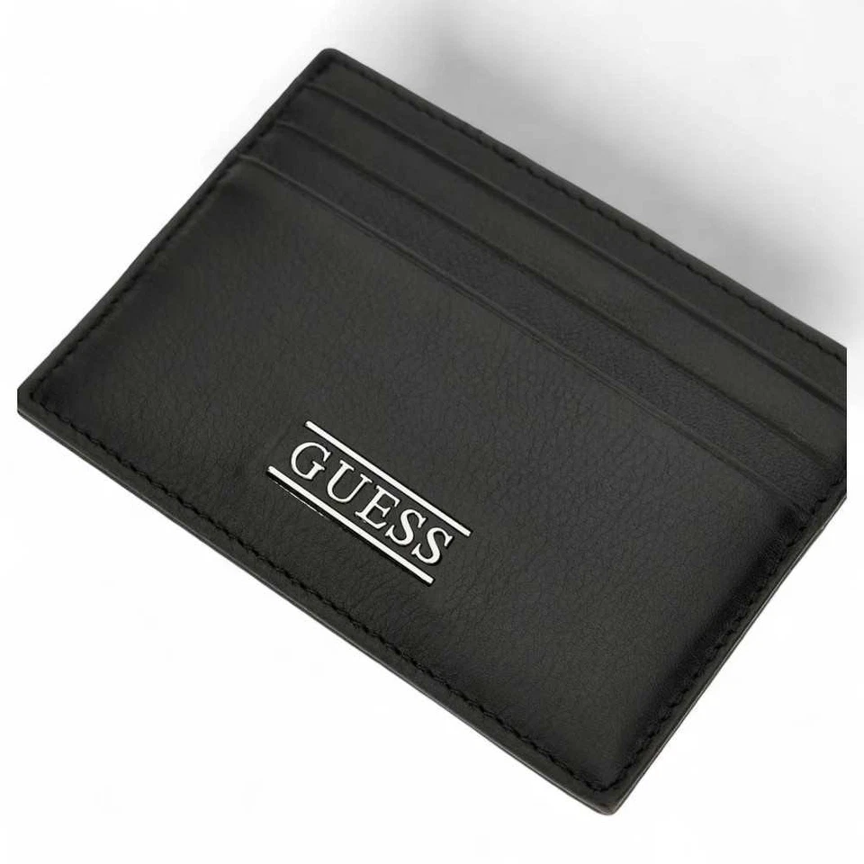 Moda Porta carte di credito GUESS NEW BOSTON Uomo Pelle Nero - SMNEBRLEA25BLA - Immagine 3 di 4