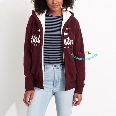 HOLLISTER WOMENS SHERPA LINED FULL ZIP 