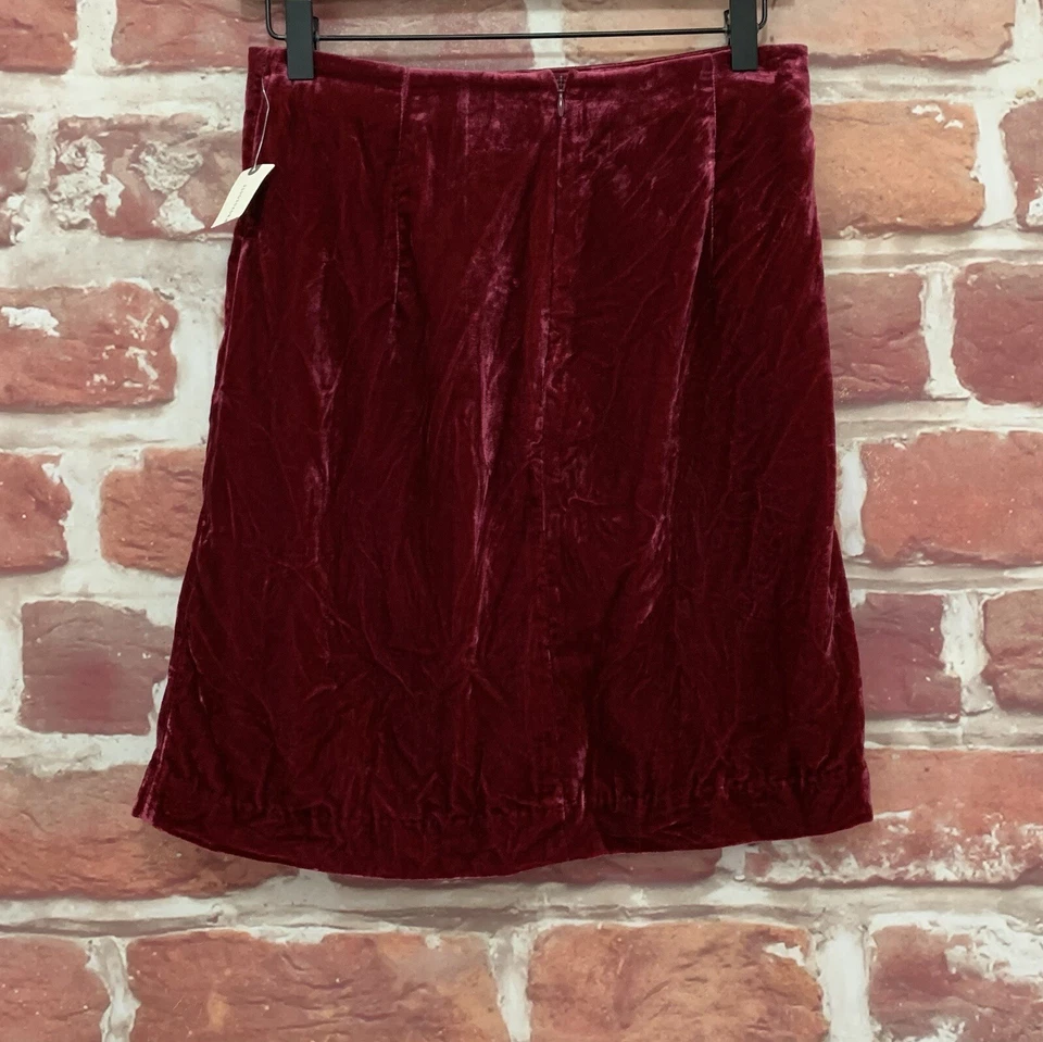 Falda Anthropologie Mujer Talla 4 Rojo Frambuesa Terciopelo Terciopelo Acanalado Cremallera Foto 4 de 4