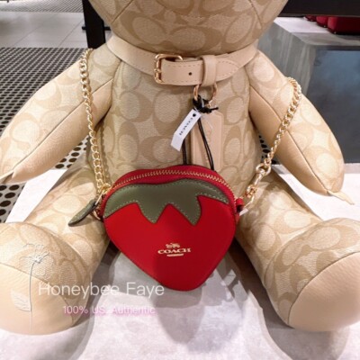 NWT Coach Strawberry Coin Case CI182 crossbody chain strap | eBay
