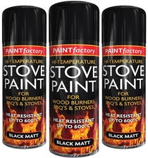 400ML Black Matt Spray Hi-Temp Stove Spray Wood Burner BBQ Chimney Aerosol Paint