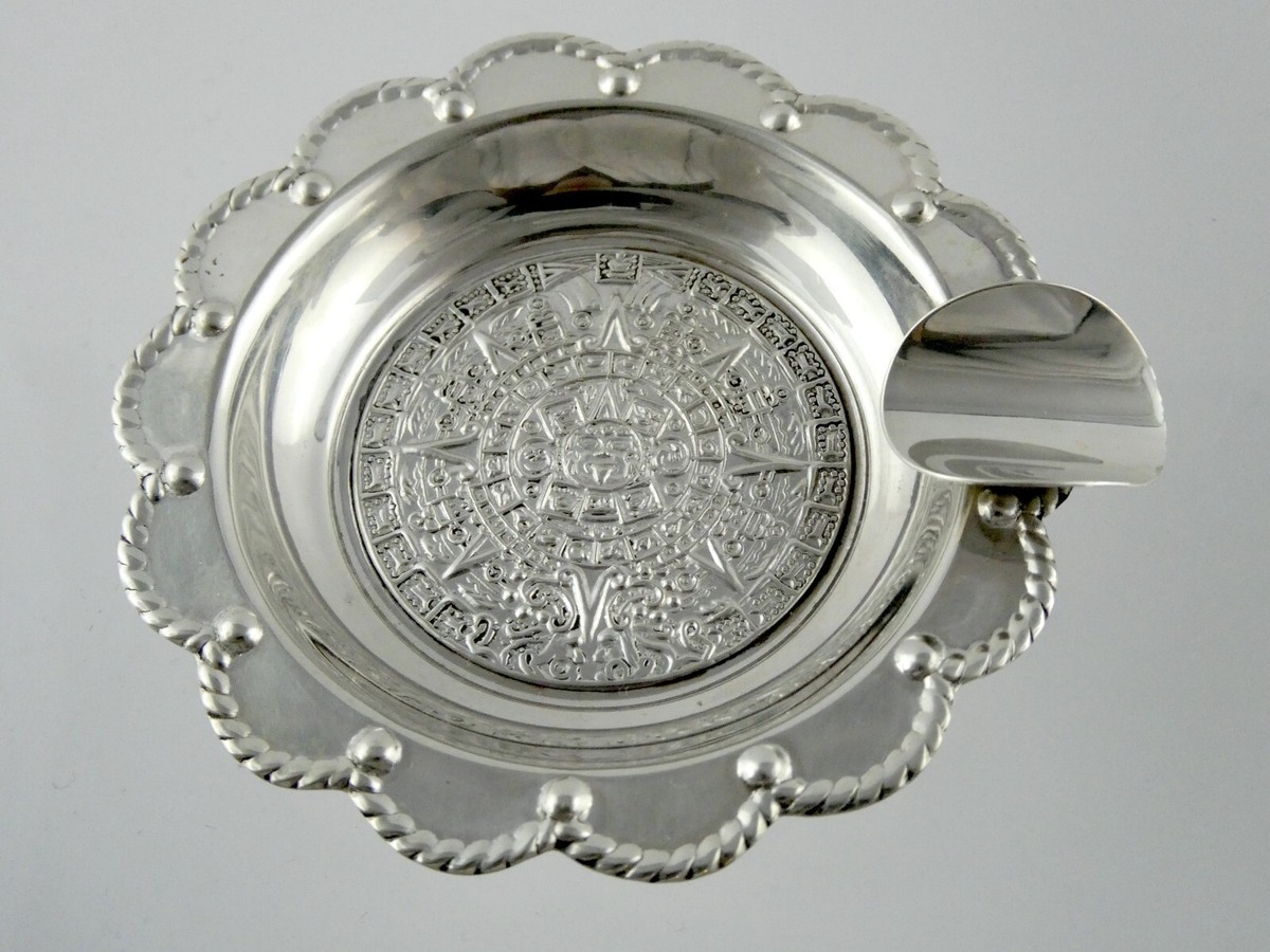 Vintage Plat Mexico SA Sterling Silver Ashtray Aztec Vintage Plat Mexico SA Sterling Silver Ashtray Aztec