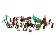 Cowboys and Indians Plastic Figures Set Liberty Imports Wild West - INCOMPLETE