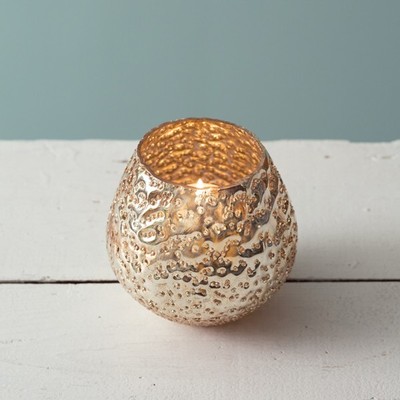Unique Aurelia Gold Mercury Glass Shimmering Votive Holder