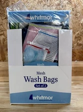 Case Of 12- 3 Piece Sets Whitmor Color Coded Zippered Mesh Wash Bags