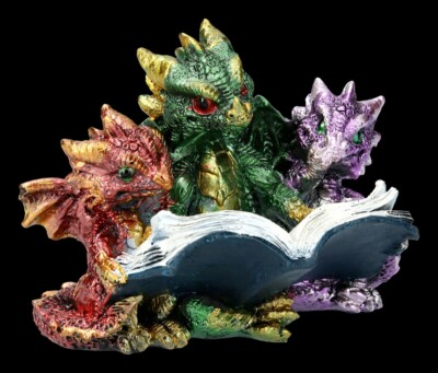 Drachen Figuren - Tales of Fire - Fantasy Bücherdrachen Dekostatue