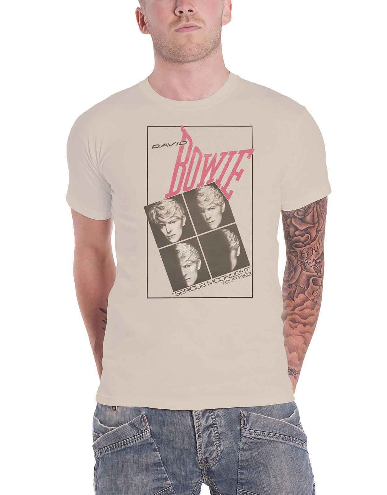 David Bowie Serious Moonlight Tour 1983 Official Mens Off-White T-Shirt