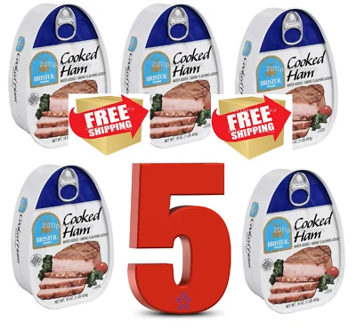 Bristol Cooked Ham 16oz EXP * 2029 Fully Cooked Canned Meat Ready to Eat Food