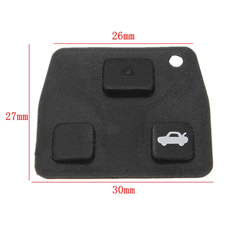 1Pc Replacement 2 or 3 Button Car Remote Key Rubber Pad Black For Toyota Avensis - Image 2 of 4