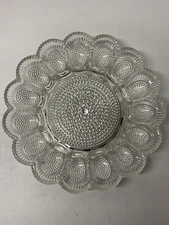 Indiana Glass Hobnail 11¼" Deviled Egg Relish Dish Plate 15 Egg Capacity Vintage