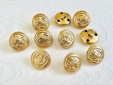 Pack Of 10 Metallic Anchor Shank Buttons 19mm Gold Tone Textured Nautical Blazer