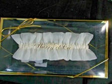 Sherry et Cie Wedding Garter White Double Ruffle with Ivory Rose Detail