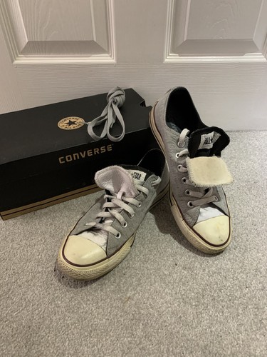 Converse ALL STAR DOPPIA LINGUETTA Basso Grigio Taglia 7 Bianco/2 lotti di  lacci | eBay