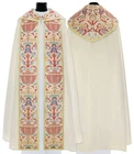 Cream Gothic Cope with stole Coronation Tapestry Vestment Capa pluvial K115K