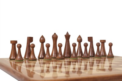 Minimalistic Wooden Chess Set with Rosewood Board and Hermann Ohme Chess Pieces