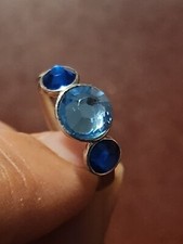 Vintage 925 SS Dark Blue TOPAZ Ring Size 7
