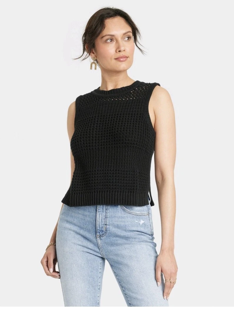 Black sweater tank shop top
