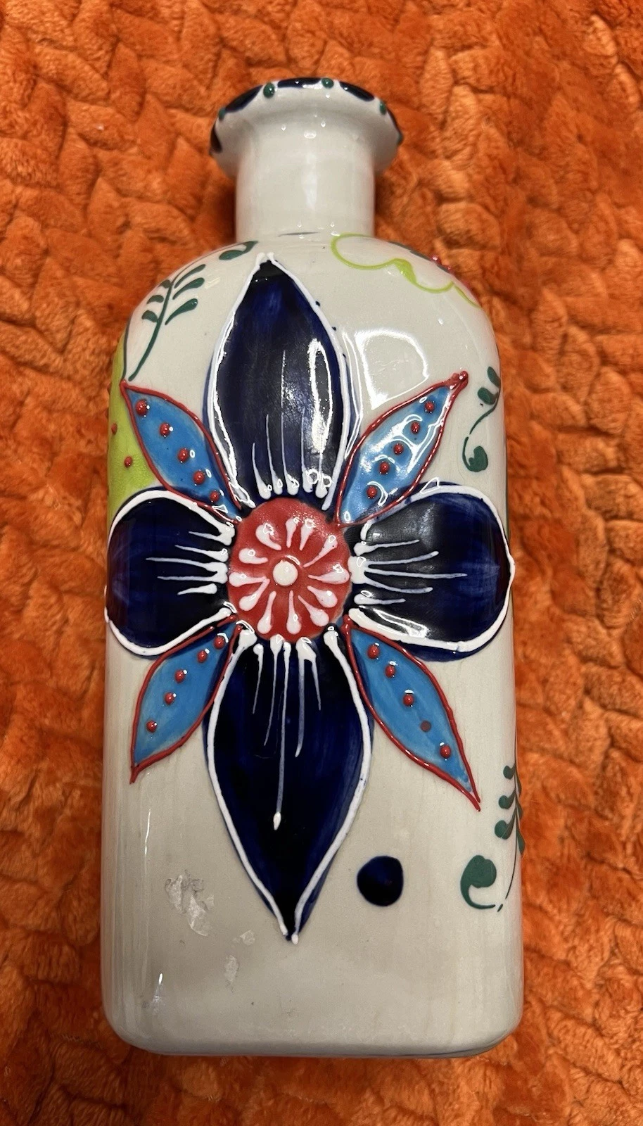 Del Rio Salado Spain Hand Painted Oil Vinegar Cruet Bottle 8.5” – No Spout