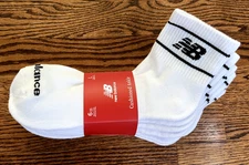 6 Pack White New Balance Mens Active Cushion Ankle socks Arch support Large 6-12
