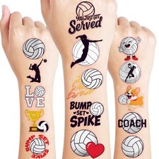 96 PCS Volleyball Sports Pre-Cut Temporary Tattoos for Kids Super Multiple