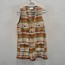 Sezane Zita Linen Blend Short Jumpsuit Dress Texan Check Jacquard Eu 36 Uk 8