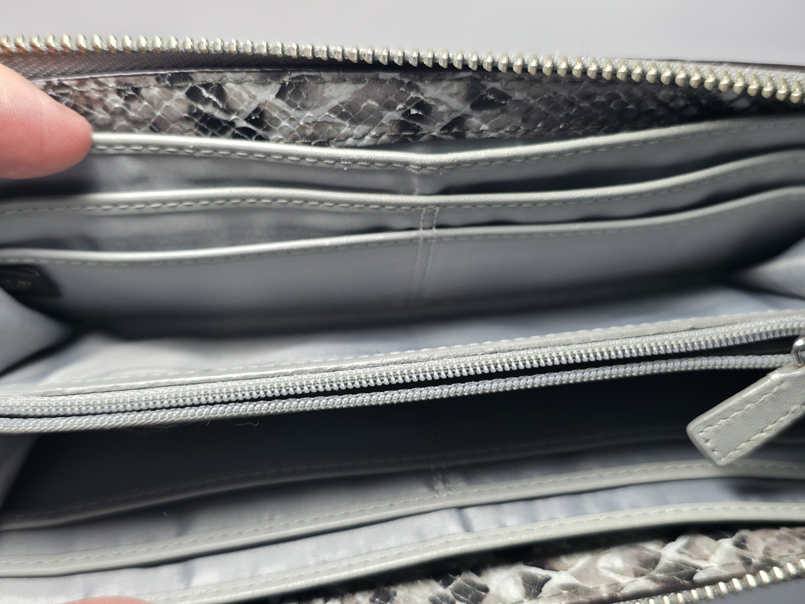 Coach Julia OP Art Embossed Python Print Zip Arou… - image 10