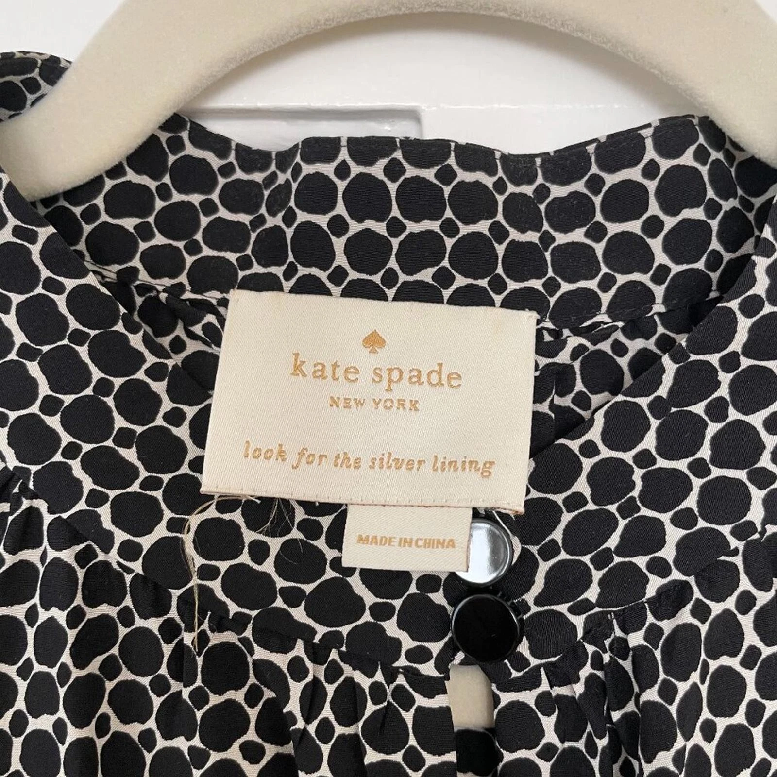 Abito Kate Spade bianco e nero con cravatta taglia S