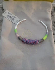 Kendra Scott Masie Cuff Bracelet Silver Lilac Mix Paracord NWT $70  Pouch M/L