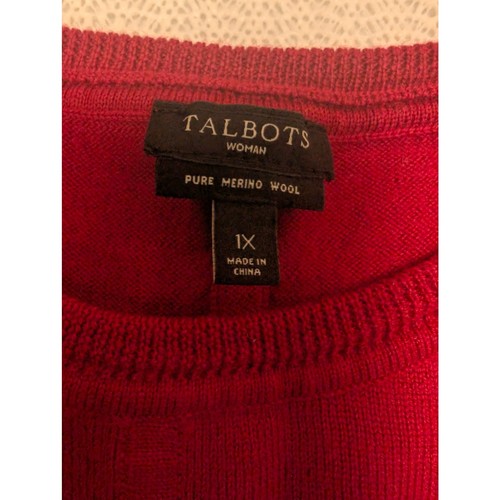 Talbots Damen 100% Merinowolle Rot Langarm Pullover Größe 1X Plus Klassiker - Bild 5 von 6