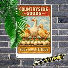 Funny Chicken Coop Tin Metal Sign 8x12 Farm Fresh Butt Nuggets Wall Art
