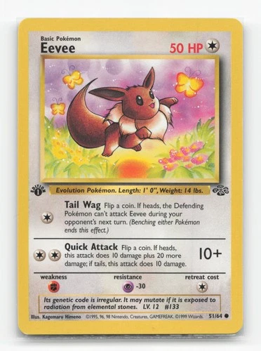 Pokemon TCG - Eevee 51/64 Lightly Played Common Jungle 1st Edition