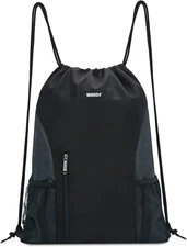 Drawstring Backpack Sports Gym Sackpack with Mesh Pockets Water Resistant String