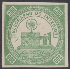 BRAZIL 1869,  TELEGRAPHOS - RMH T4 - MNG - VERY FAINT CLEAR SPOT