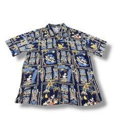 Disney Mickey Friends Surfing Tiki Beach Vacation AOP Hawaiian Shirt Mens Sz M