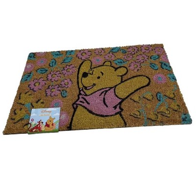 New RARE Disney Winnie Pooh Flowers Pink Outdoor Coir Door Mat, 18'' x 28'' Spring