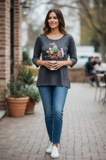 Quacker Factory Christmas 3/4-Sleeve Christmas Cats