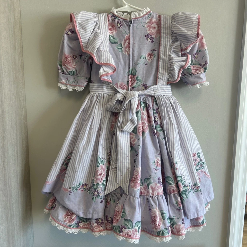 Винтажный Daisy королевство фиолетовый цветочный сарафан фартук платье размер 4 cottagecore - Изображение 3 из 4