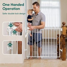 Babelio 2 In 1 Baby Gate 26-43" No Bottom Bar for Babies, Elders and Pets White