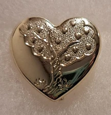 The Variety Club Silver Tone Tree of Life Love Heart Shaped Brooch Pin Pinback @